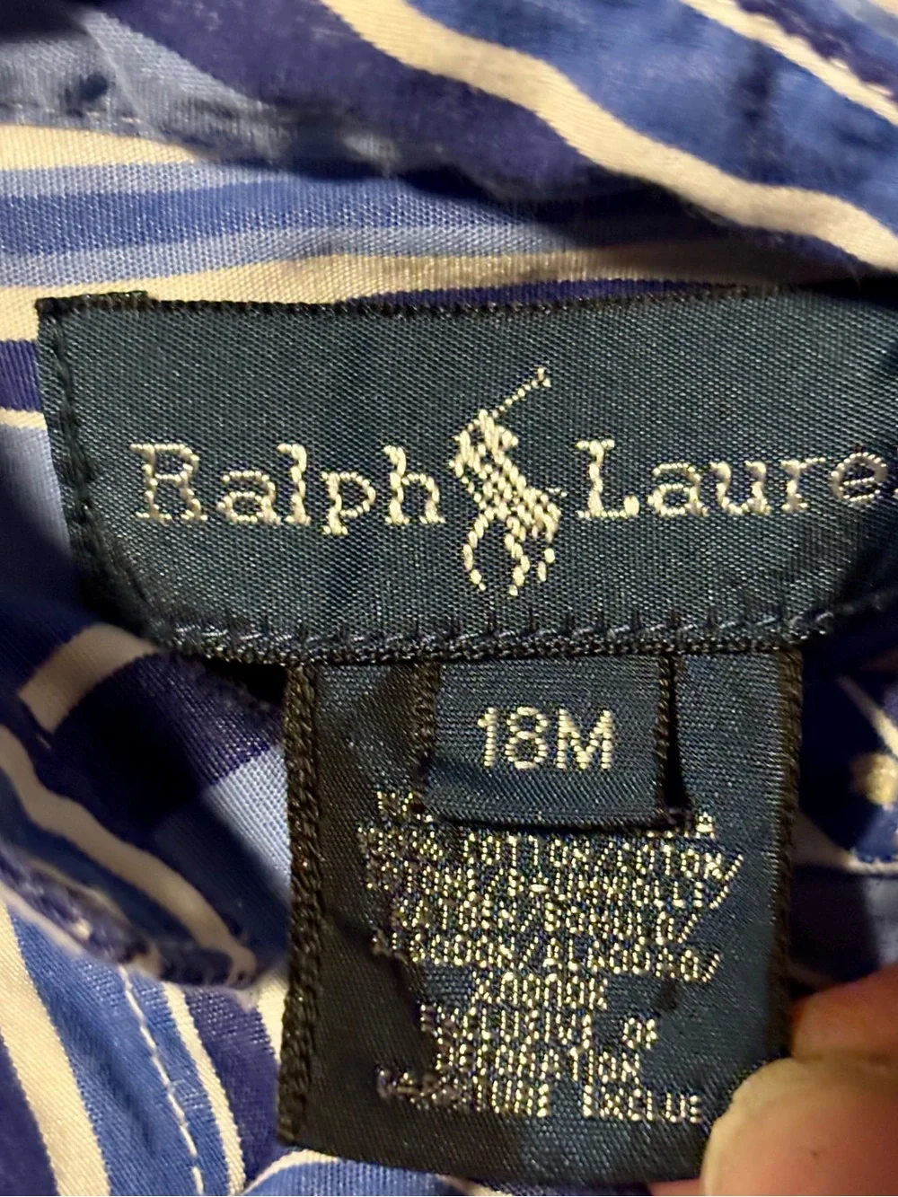 Ralph Lauren Blue and White Striped Button-Down Shirt for Kids